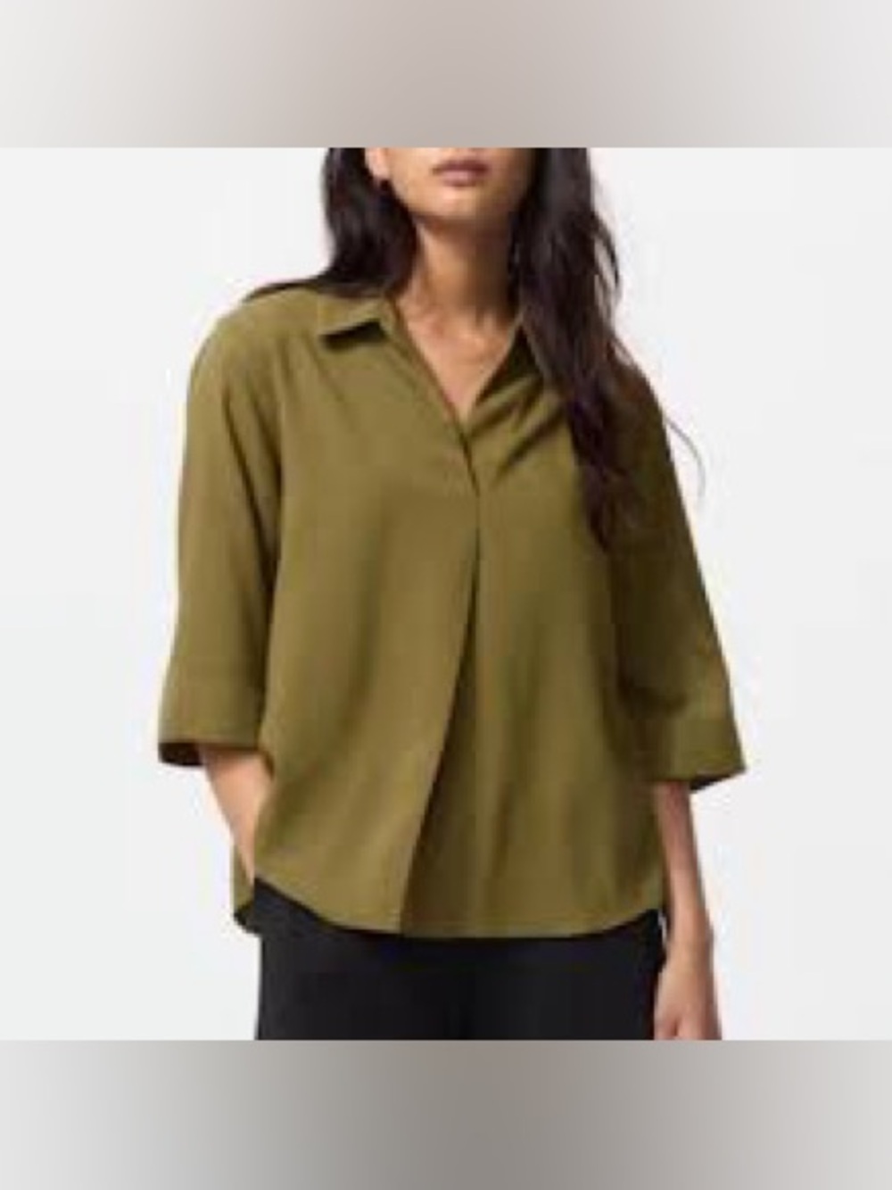 Uniqlo Rayon Skipper Collar Blouse | 3/4 Sleeve